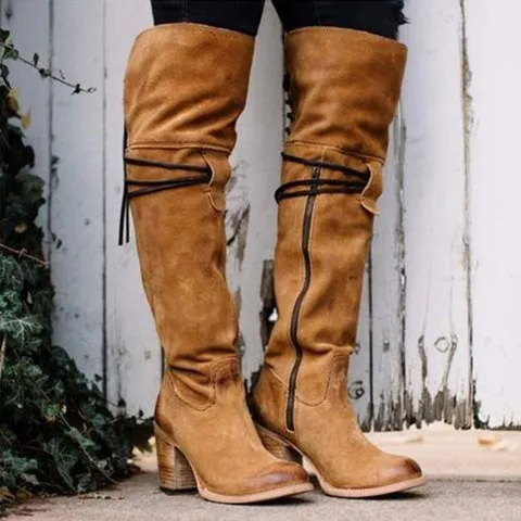 Autumn And Winter Warm Boots Over The Knee Boots Long Boots Yellow - Shop at LoveMi