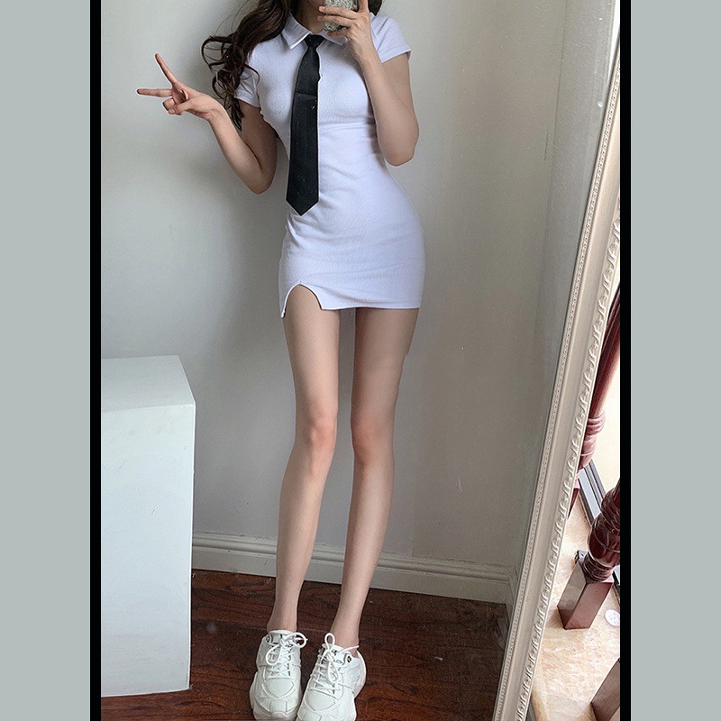 Cotton Side-Slit Midi Dress