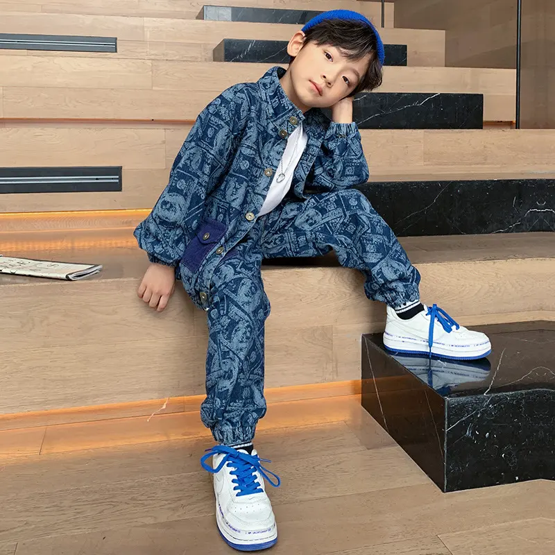 Handsome Boy Clothes Spring and Autumn Two Piece Set