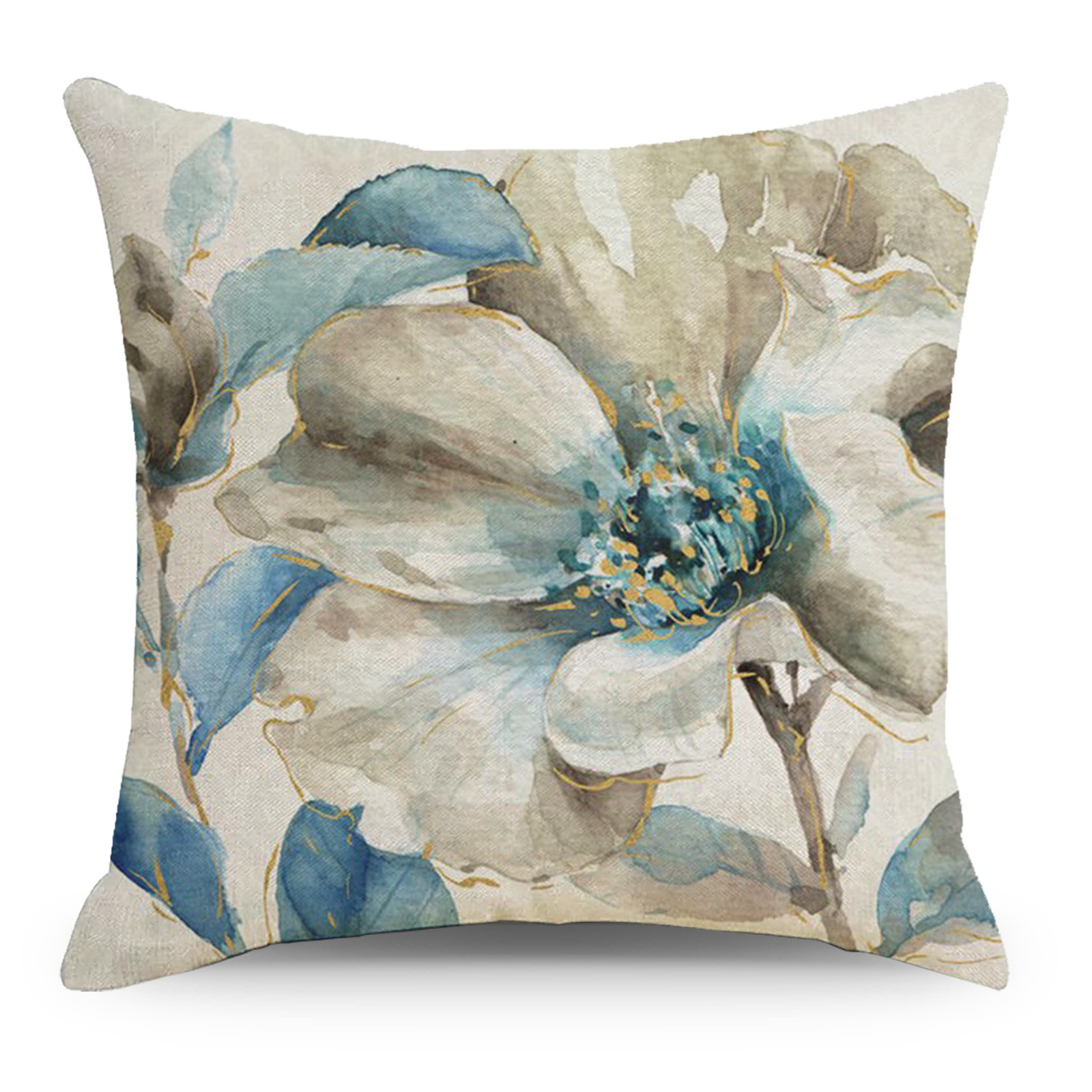 Ink Chinese Painting Art Flower Cotton Linen Pillowcase