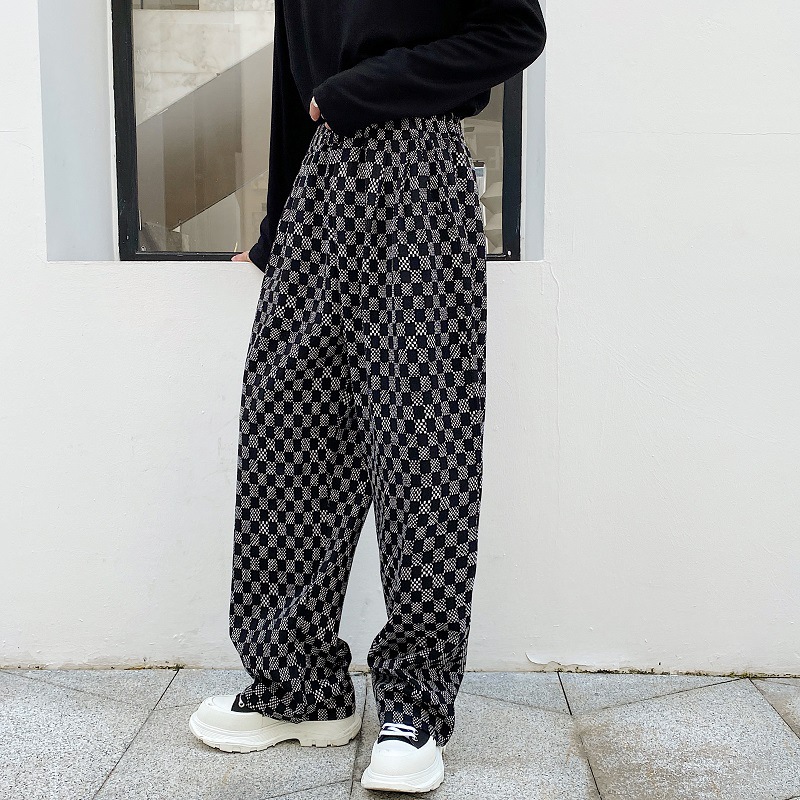 Title 3, Ins Contrast Woven Checkerboard Pants. Experien...