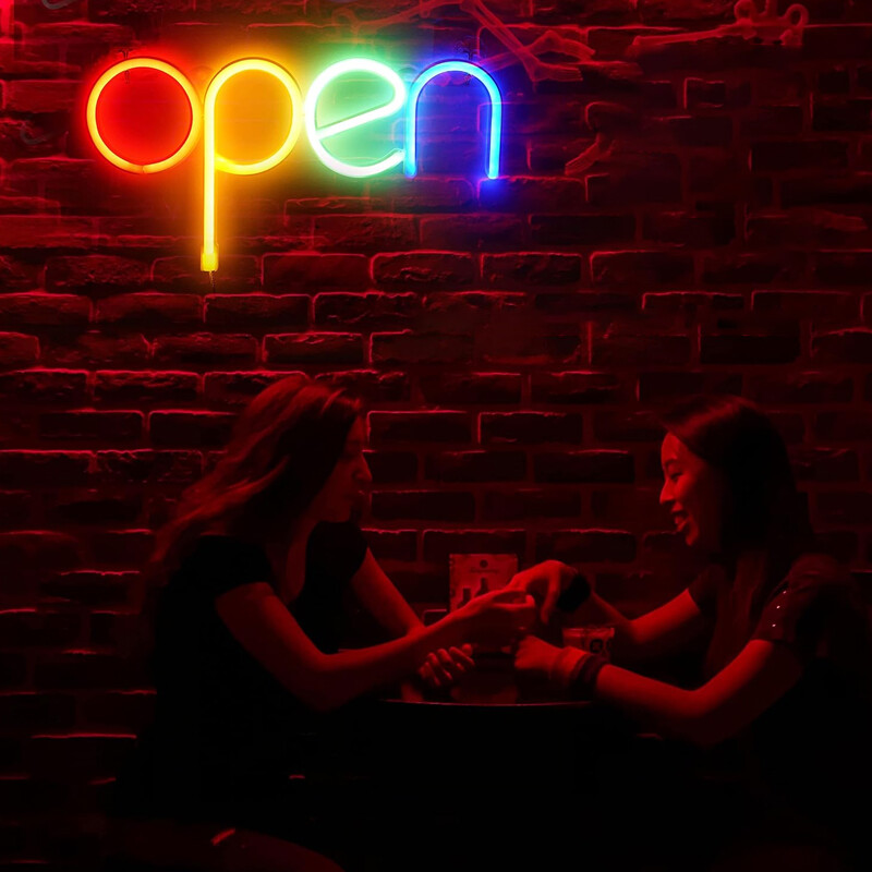 Large Bright LED OPEN WELCOME Shop Sign Neon Hang Display