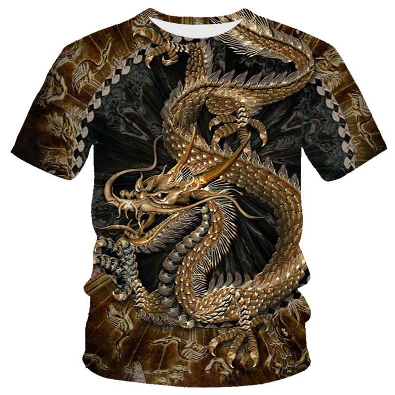 Title 7, Heren T-shirt Dragon Serie 3D digitale print, r...