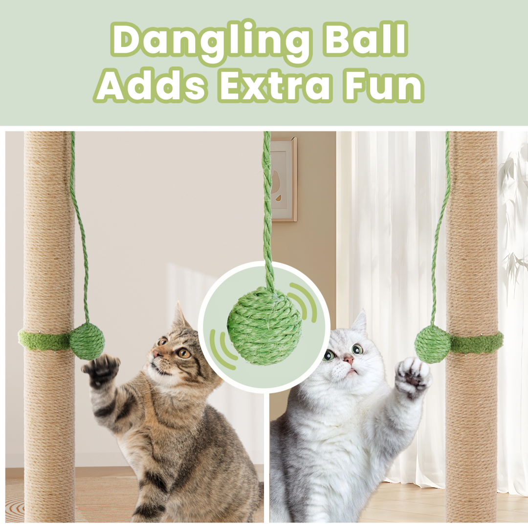 Cat Scratching Post, 33 Cat Scratcher Tall Scratching Posts With Dangling Ball For Indoor Cats