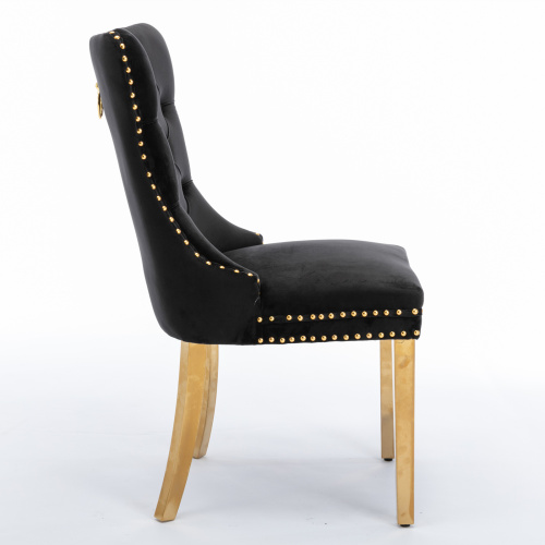 High-end Tufted Solid Wood Contemporary Velvet Upholstered Dining Chair With Golden Stainless Steel… image 7