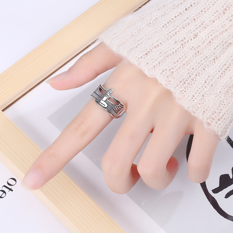 Sterling Silver Guardian Angel Wings Ring