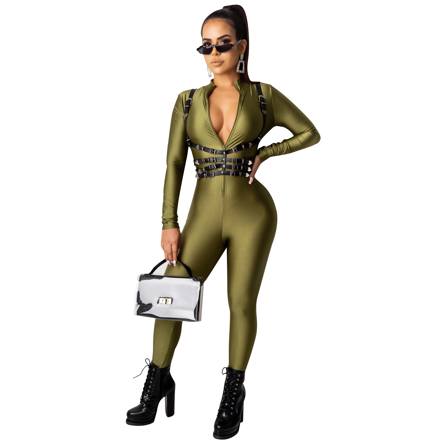 Title 11, Explosive style solid color long-sleeved jumpsuit