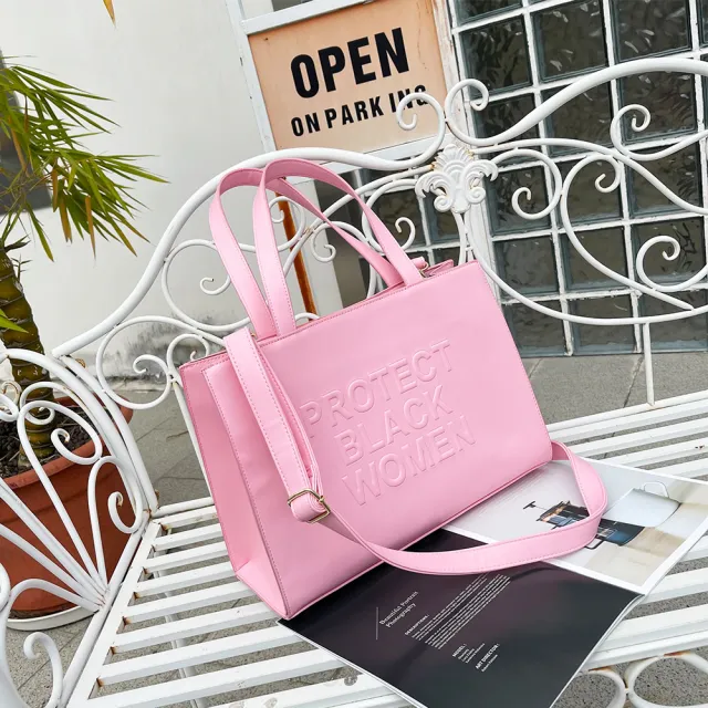Embossed Letters Women's Tote Simple Tote Bag Pink - Shop at LoveMi