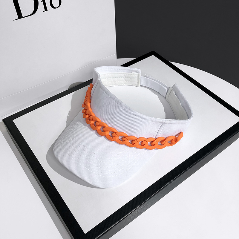 CAPHat Female Net Red Color Chain Empty Top Hat Summer Sunshade Whiteorange Chain - Shop at LoveMi