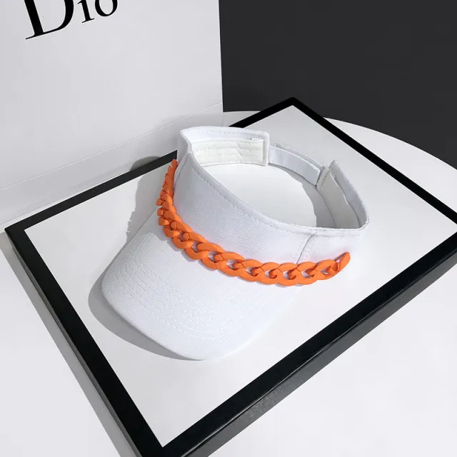 CAPHat Female Net Red Color Chain Empty Top Hat Summer Sunshade Orange - Shop at LoveMi