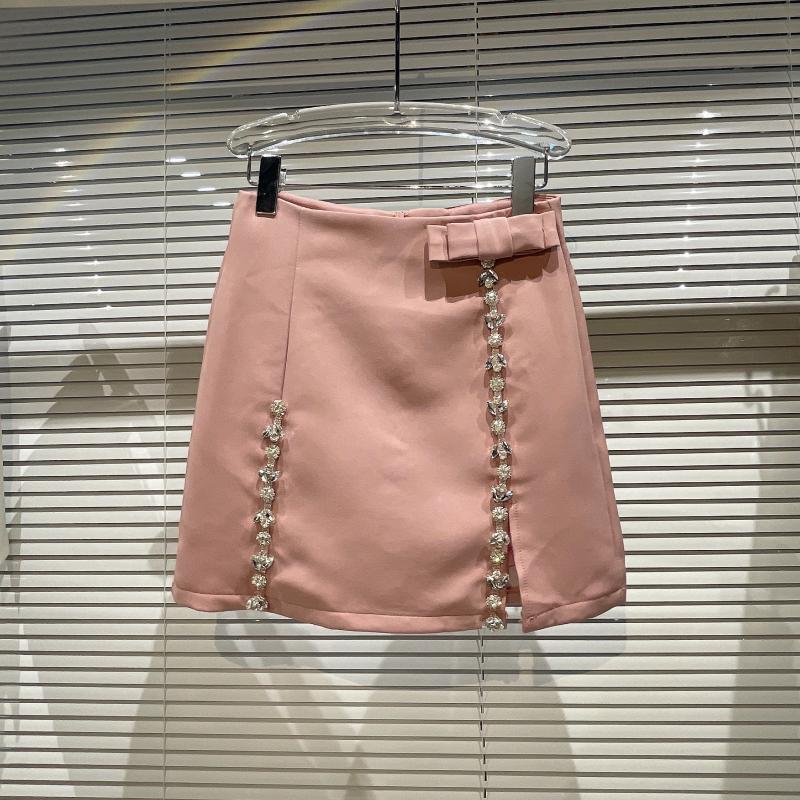 Bow-knot Skirt With Large Rhinestone Particles Slit Design