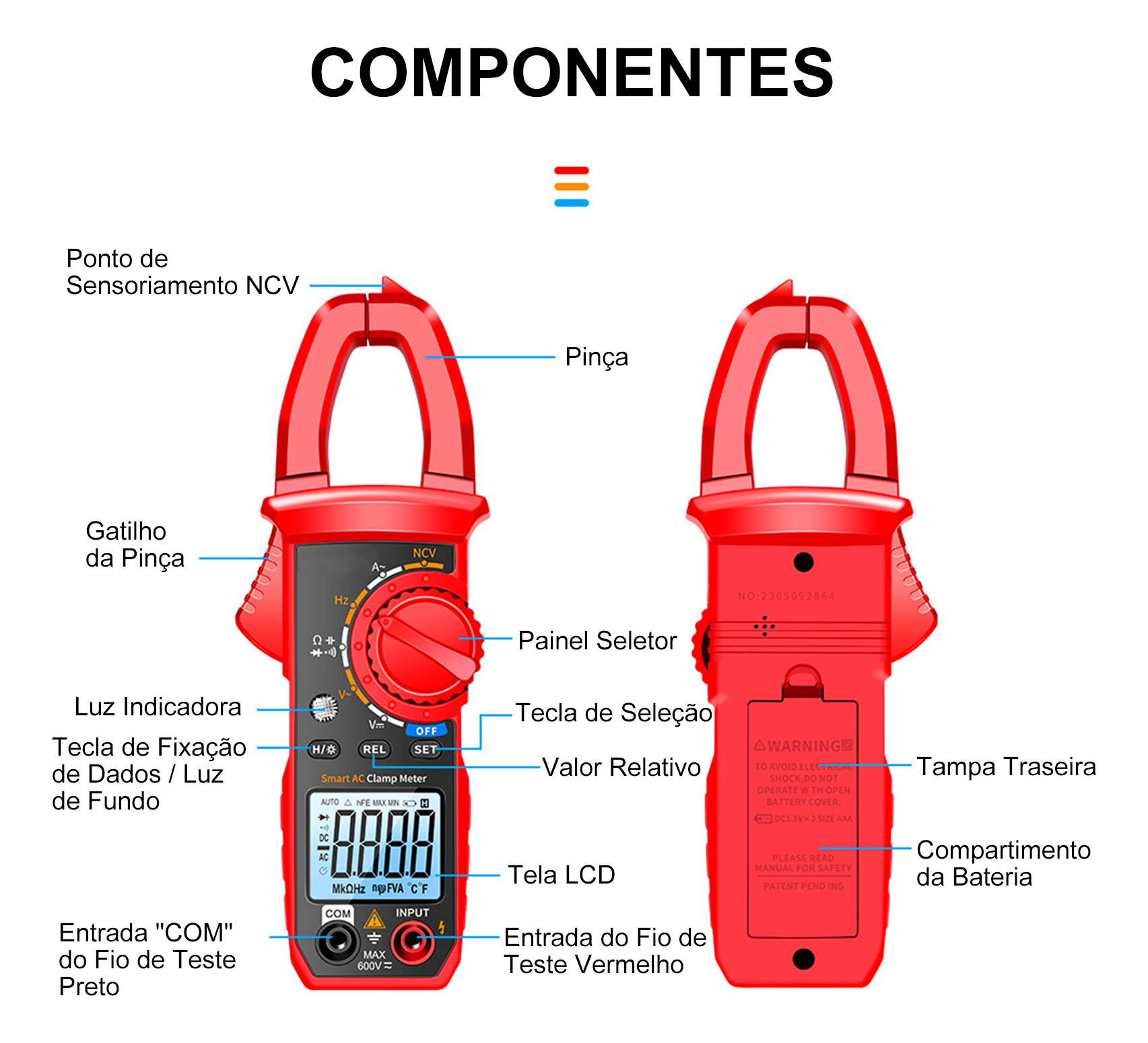 Digital Clamp Meter 40A-400A CAT III 600V NCV Digital Clamp Ammeter 40A-400A CAT III 600V NCV