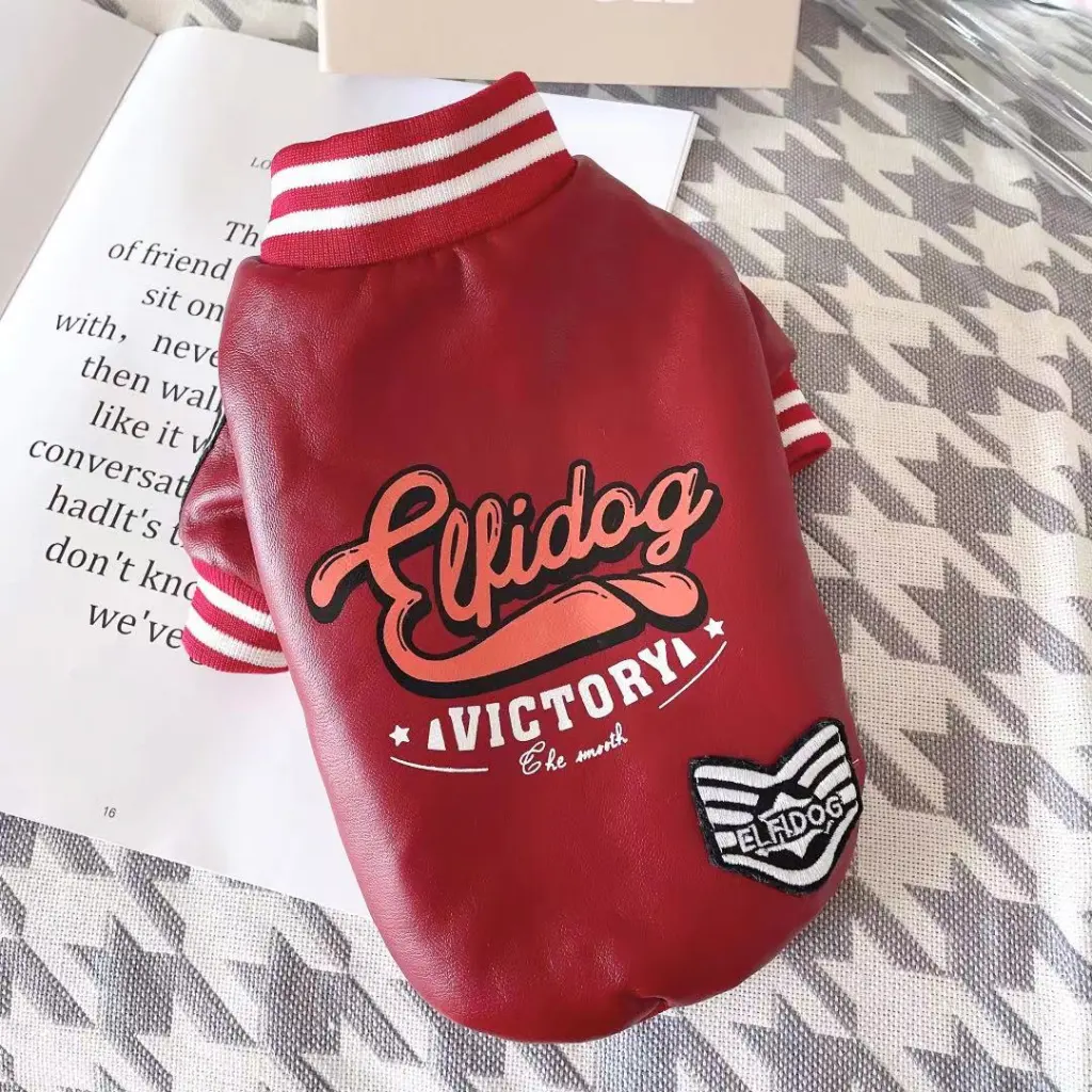 Dog Clothes, Leather Clothes, Small Dogs, Cotton-padded Pets - Red