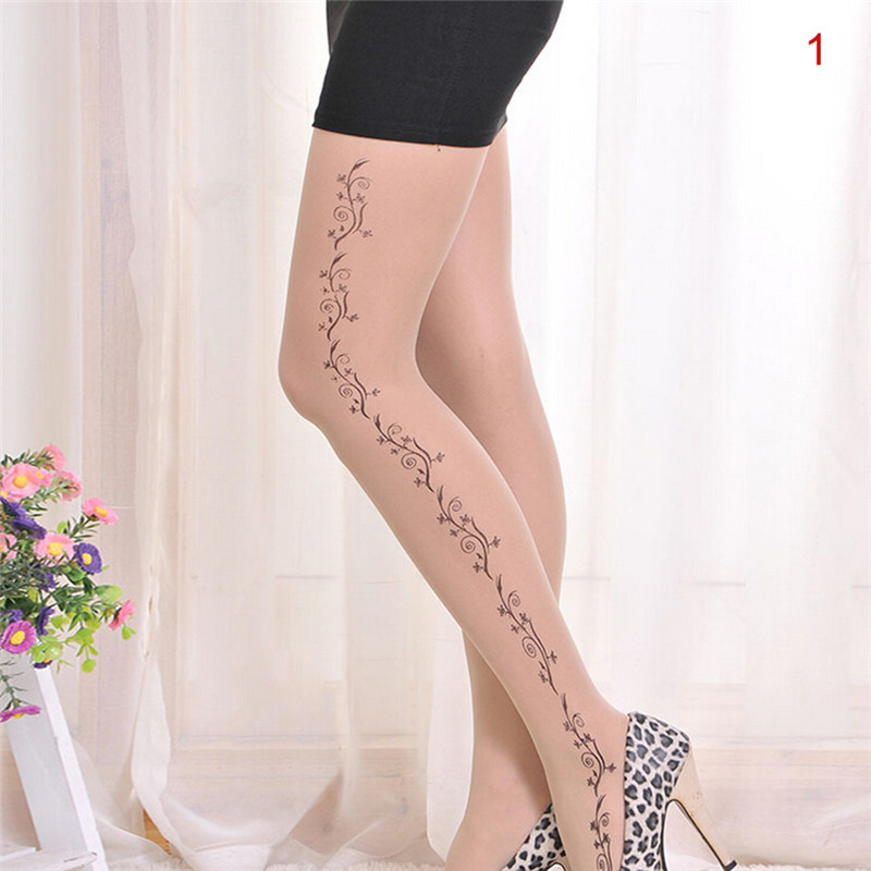 Title 4, Samtstrumpfhose mit Cartoon-Fake-Tattoo-Druck, ...