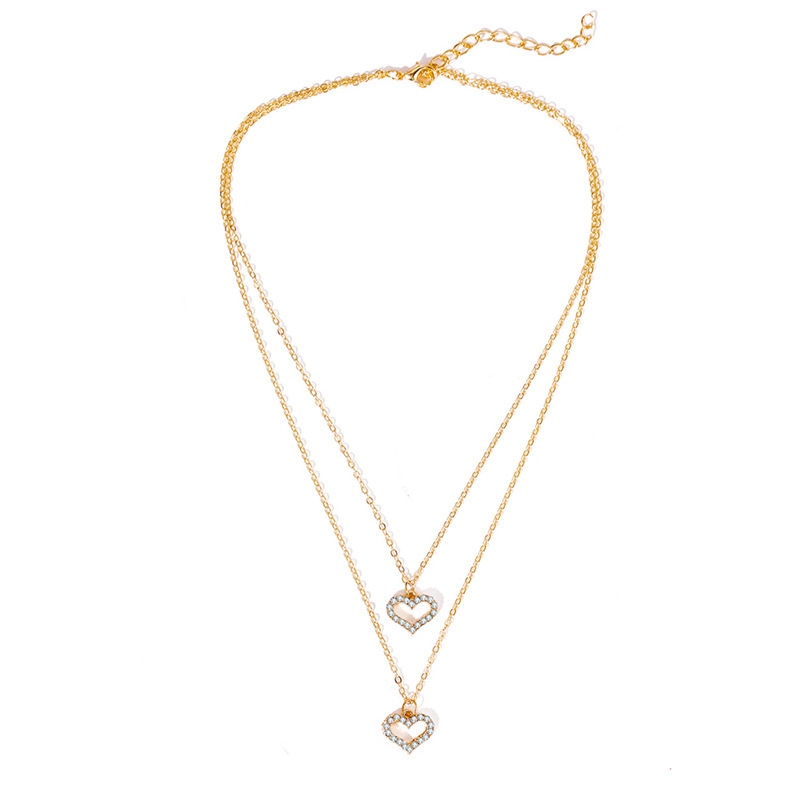Trend Elegant Jewelry Crystal Love Letter Pendant Necklace Golden Color
