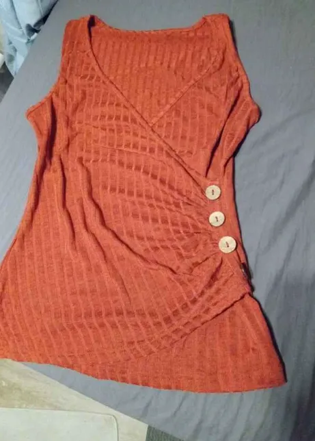 Button Detail Ruched Tank Top Orange - Shop at LoveMi