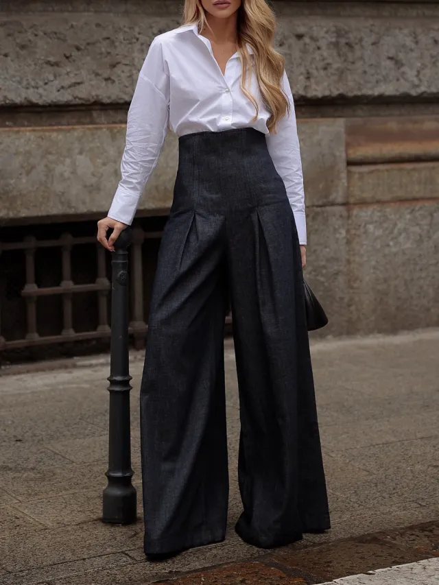 Elegant High waist Wide leg Jeans Denim 2Xl - Shop at LoveMi