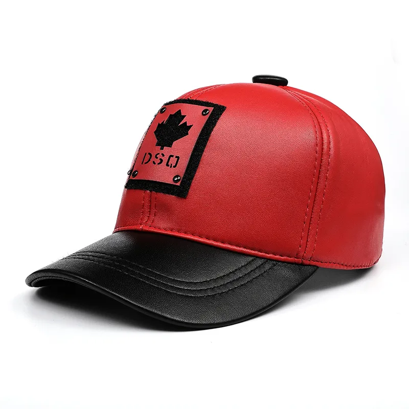Lambskin Genuine Leather Baseball Cap for Men and Women