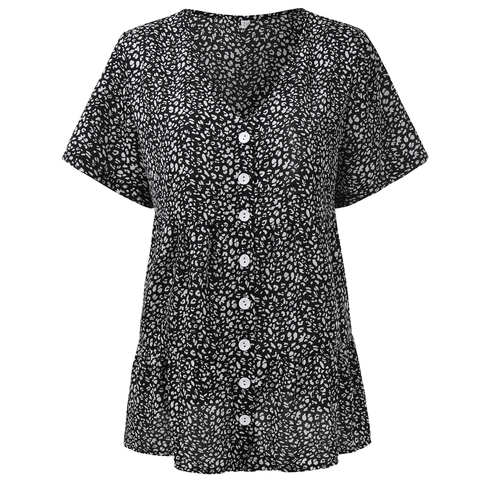 European And American Women's Spring And Summer Ruffled Polka Dot Top