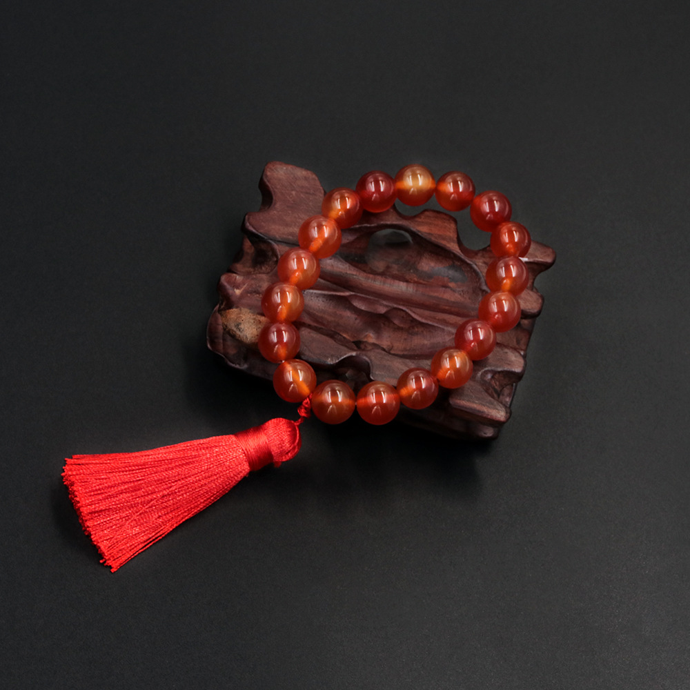 Walnut Red Tassel Agate Stone Beads Hand String
