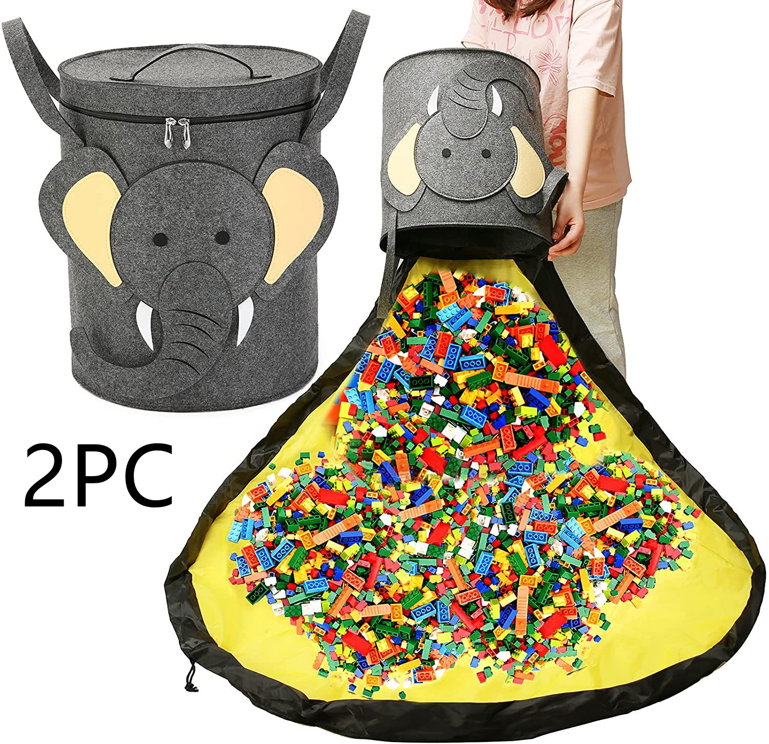 Felt Storage Bag Toy Play Mat 2 In 1 Pull Rope — foto 10