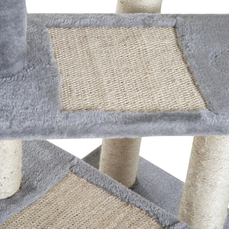 5-Level Revolving Stair Cat Tree Scratcher Climbing Activity Tower With Play Center And Resting Perch - Gray