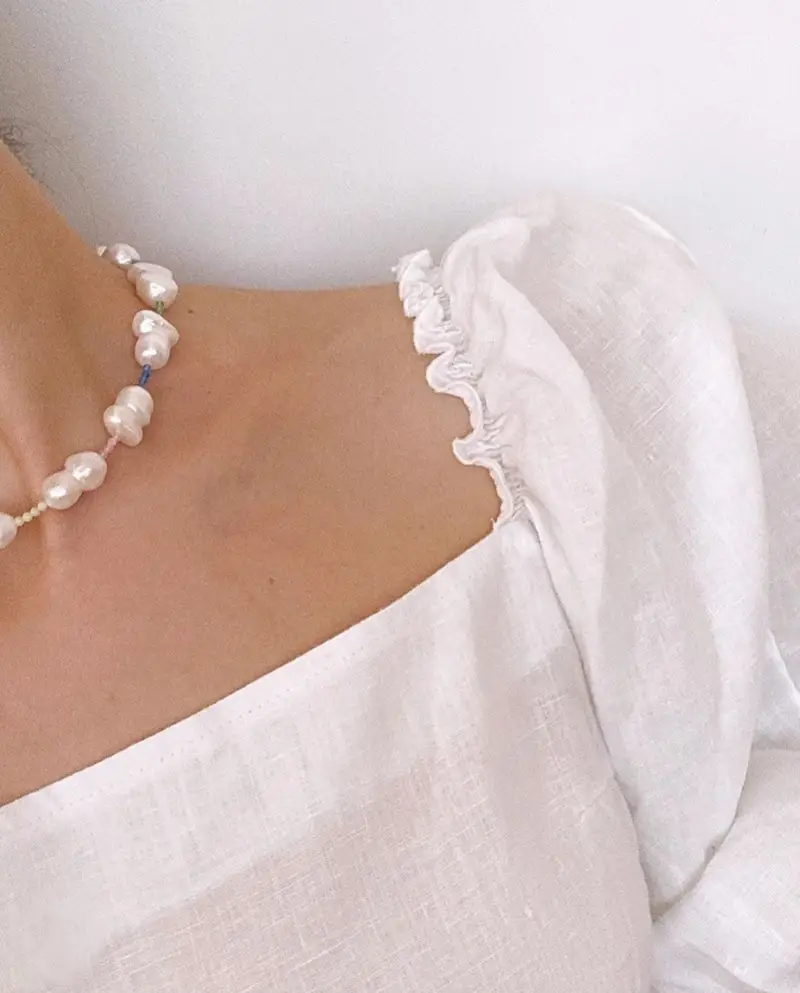 Rainbow Baroque Pearl Choker Necklace with Colorful Beaded Accents