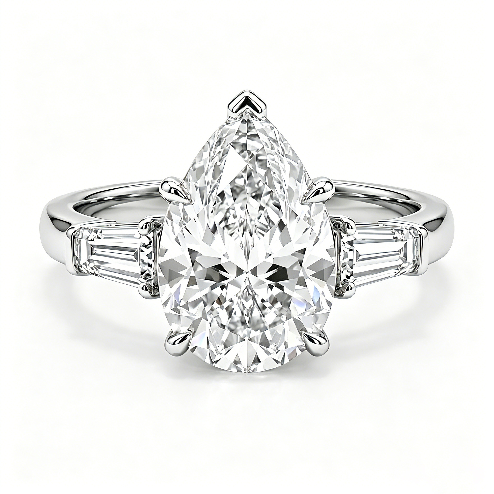 S925 Silver Platinum Plated Pear Cut Moissanite Ring For Women, 8x12mm 4.5ct D Color VVS1 Three Stone, US Size 5-9, 3g Jewelry With gra Certificate & Gift Box