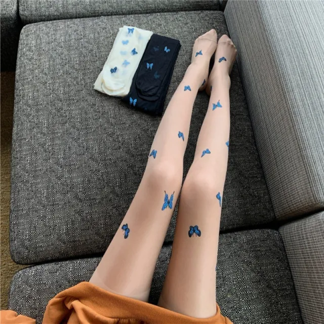 Butterfly Print Invisible Ultra thin Skin Tone Stockings Skin Color - Shop at LoveMi