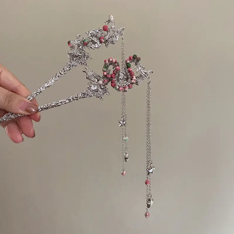 Retro Chinese Style Cheongsam Female Daily Hairdo Step Shaking Tassel Hairpin Headwear