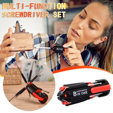 Car Supplies 8 in 1 Screwdriver with LED Flashlight
