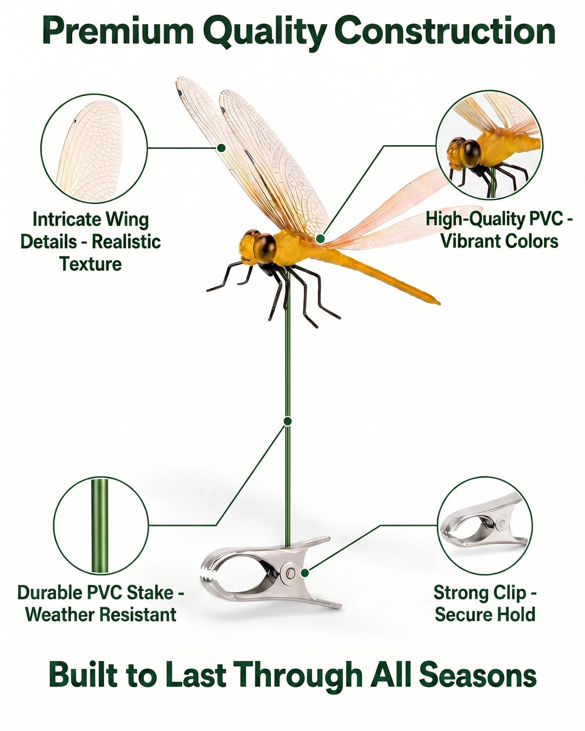 4 PCS Dragonfly Clips To Keep Bugs Away  Realistic Dragonfly Decoy For Bug Prevention  Fake Dragon Fly Mosquito Deterrent For Hat & Horse  Fly Scare Devices For Garden Stakes Decor & Yard — foto 9