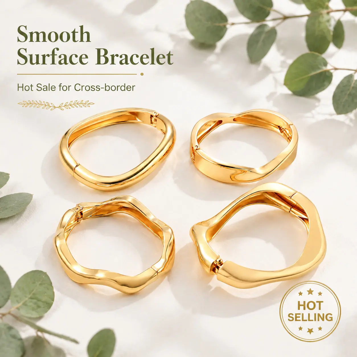 Wholesale Polished Irregular Metal Bangle Vintage Temperament