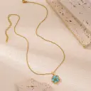 Stainless Steel Multi-colored Dripping Oil Flower Pendant Necklace Earrings view 3