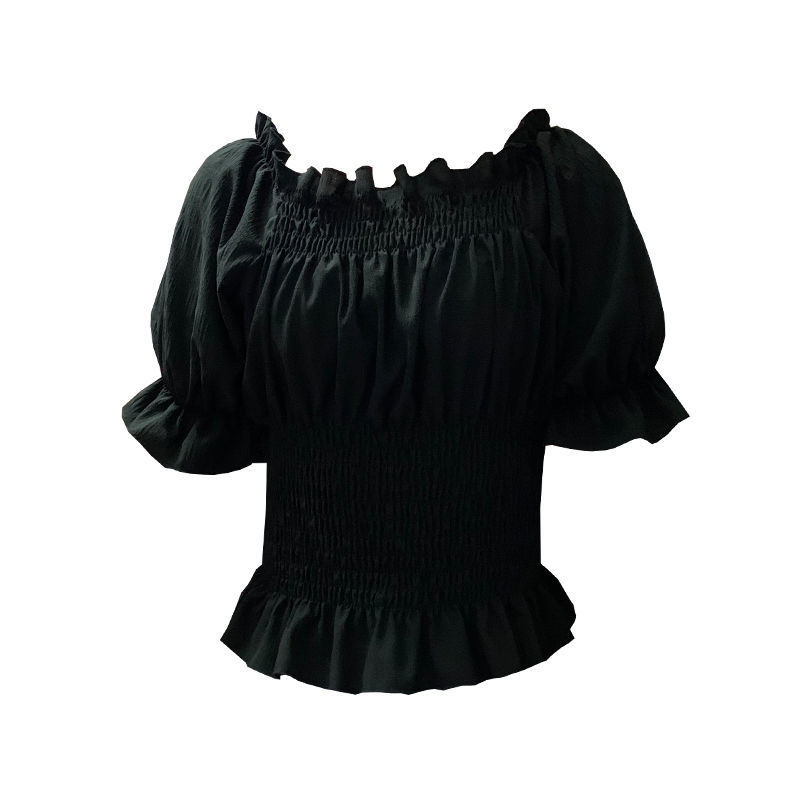 Fashion Word Collar Lantern Sleeves Waist Short Sleeves