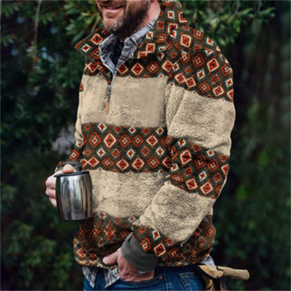 Autumn And Winter Casual Button Pocket Flannel Plush Men's Sweater