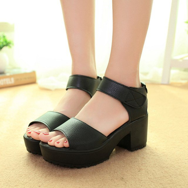 Thick Heel Fish Mouth Sponge Cake Sandals