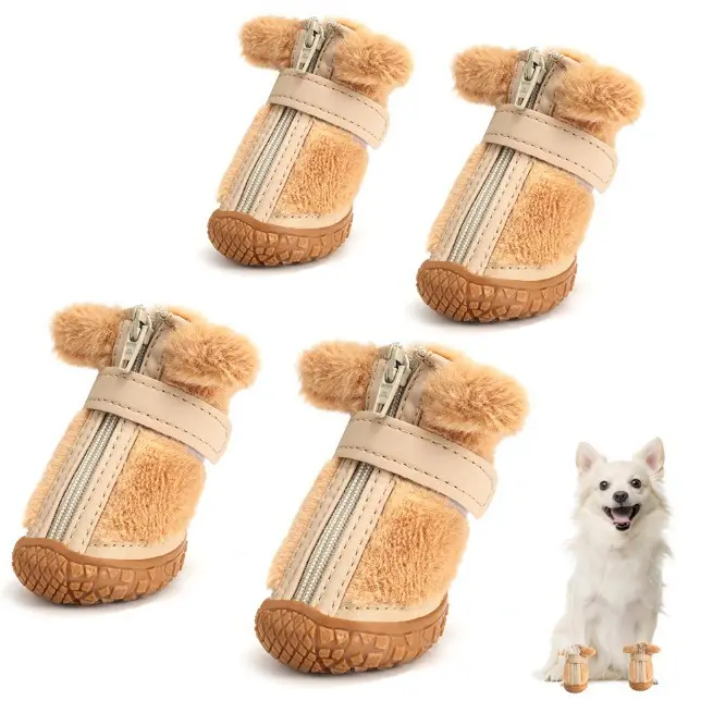 Winter Dog Shoes Plush Booties Cute Ear