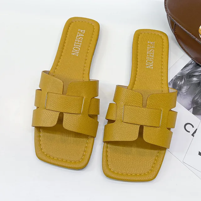 Women's Casual Double Button Cork Slippers Yellow - Shop at LoveMi