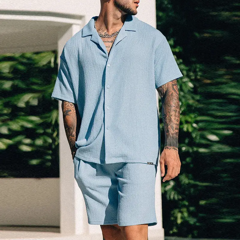 Men's Street Printing T-shirt Summer Short Sleeve Suit