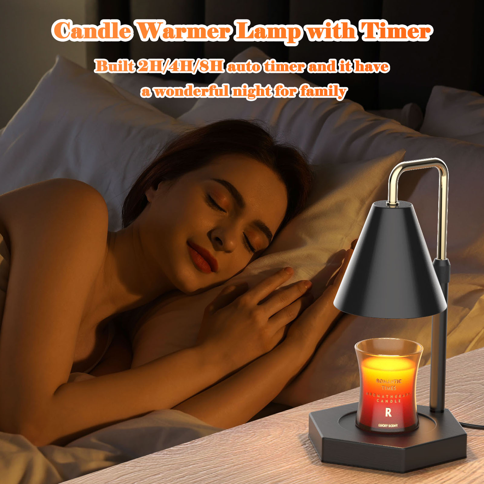 Electric Candle Warmer with Timer and Dimmable Settings. Brightness & Height Adjustment: Our candle warmer has the function of adjusting the light, 4 kinds of light brightness, can meet your different needs, the brighter the light, the faster the candle m