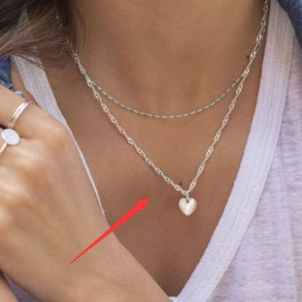 Simple Love Pendant Necklace Glossy Peach Heart