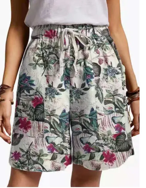 Women's Loose Printed Casual Shorts Rose Red - Shop at LoveMi