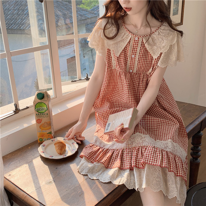 Title 5, Lace Sweet Lace Princess Plaid Outerwear Nightd...