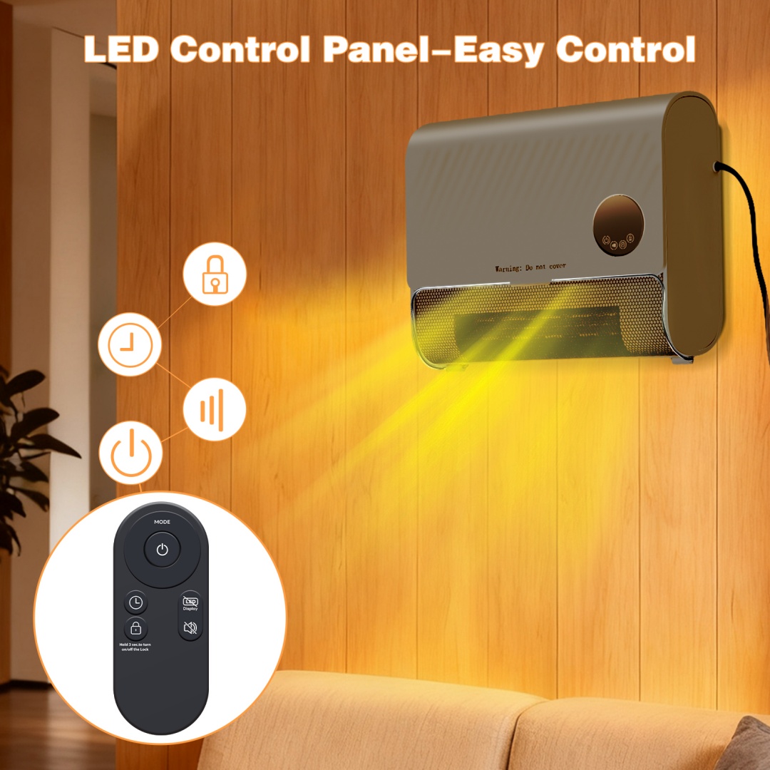 Smart Wall Heater, 1500W Fast Heating Electric Space Heater For Indoor Use, Wall Mounted Panel Heater With Remote, 3 Fan Speeds image 14