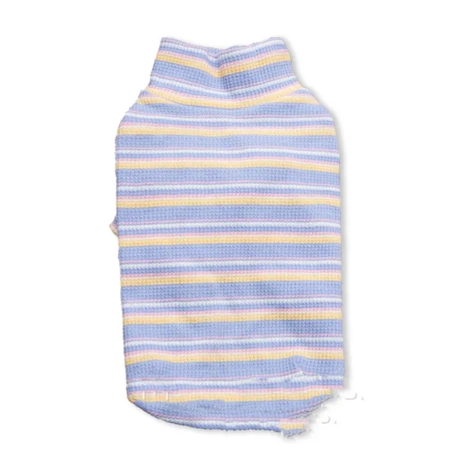 Autumn And Winter Pet Clothes Striped Waffle Home Long sleeved Dogs And Cats Comfortable Home Inside Blue Yellow - Shop at LoveMi