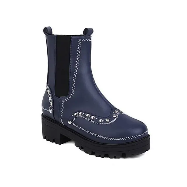 Women's Low Heel Ankle Boots Water Table Blue - Shop at LoveMi
