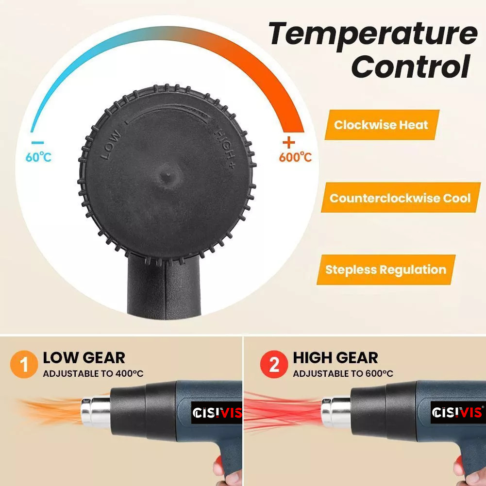 2KW Professional Hot Air Gun Heat Gun Variable Temperature Control Paint Remover — foto 16