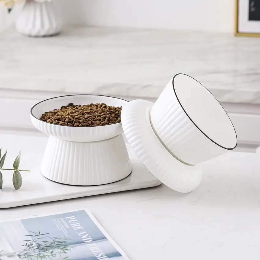 Ceramic Tall Anti-Overturning Large Cat Bowl
