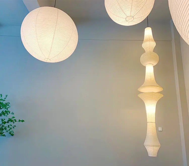 White Paper Lantern Shade In Bedroom